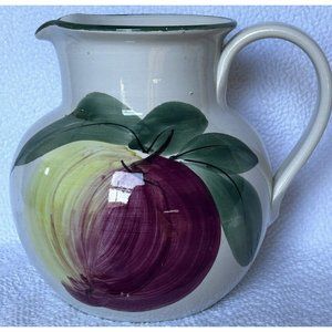 Coop. Ceramiche Toscane Pitcher Or Chubby Vase Made In Italy Apple And Leaves